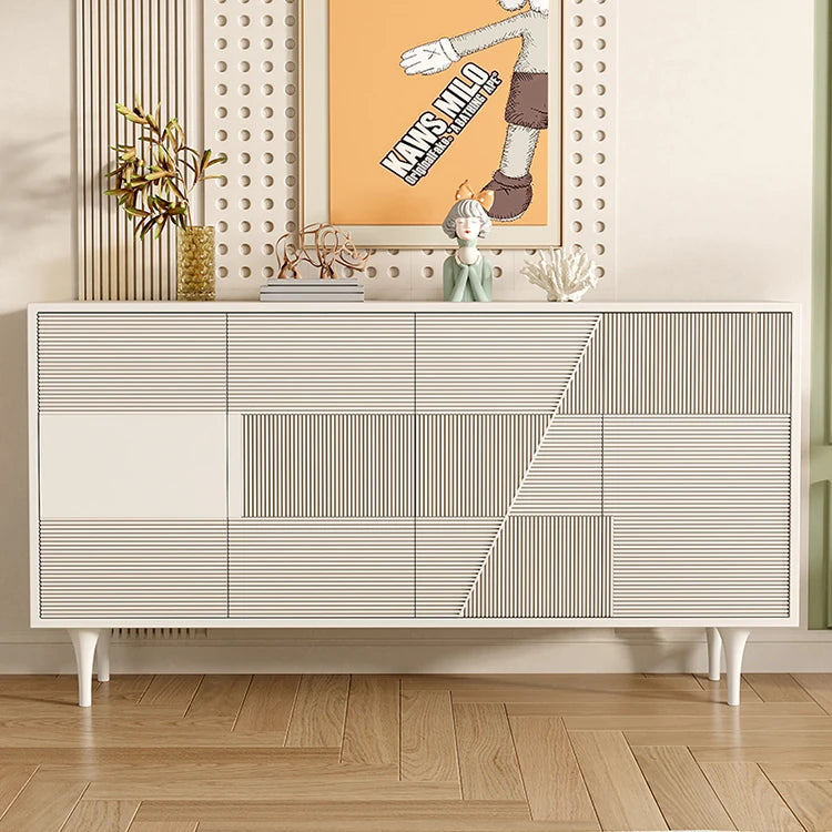 Modern Solid Wood Cabinet with Geometric Design - Elegance Meets Functionality hbs-4435