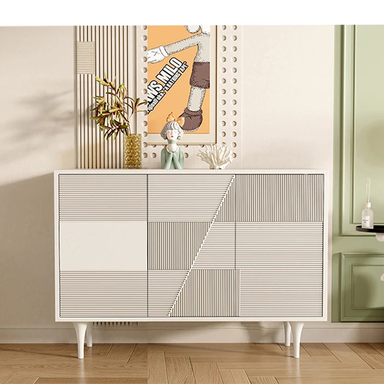 Modern Solid Wood Cabinet with Geometric Design - Elegance Meets Functionality hbs-4435