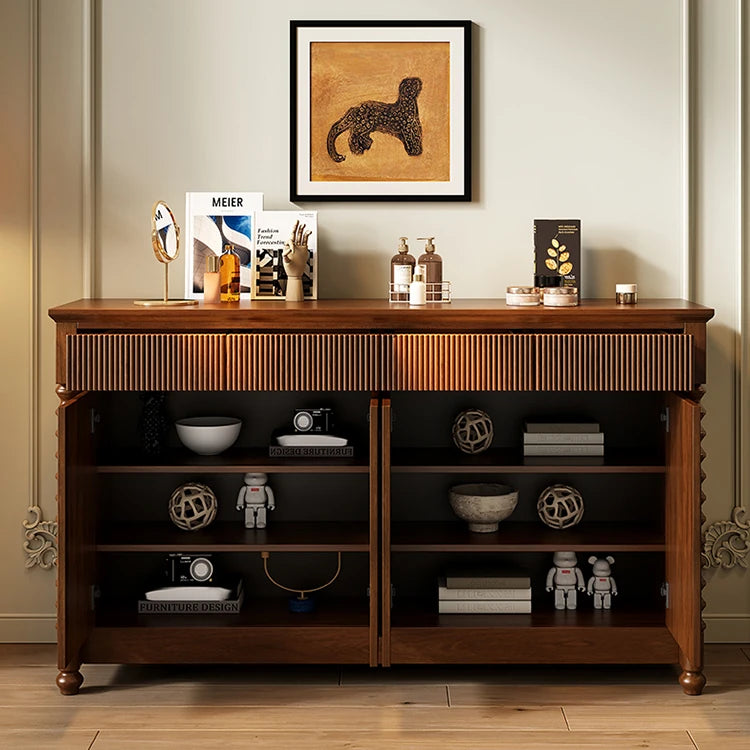 Elegant Solid Wood Cabinet with Intricate Detailing for Stylish Storage Solutions hbs-4438