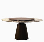 Sleek and Modern Dining Table with Sintered Stone Top and Stylish Synthetic Leather Base - Perfect for Any Dining Room! hbso-3009