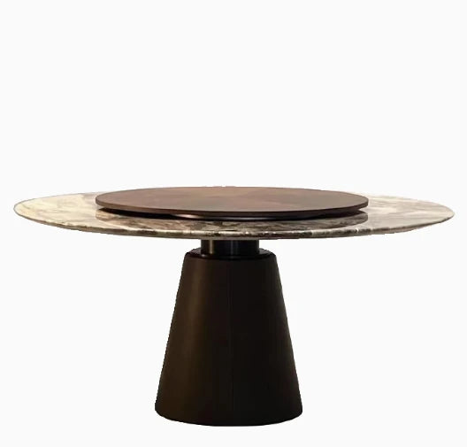 Sleek and Modern Dining Table with Sintered Stone Top and Stylish Synthetic Leather Base - Perfect for Any Dining Room! hbso-3009