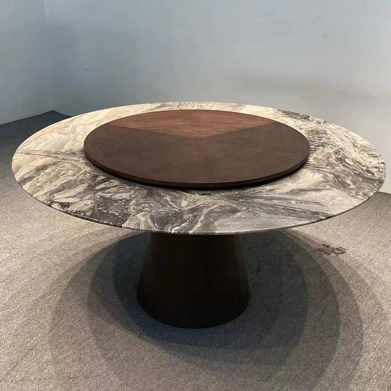 Sleek and Modern Dining Table with Sintered Stone Top and Stylish Synthetic Leather Base - Perfect for Any Dining Room! hbso-3009