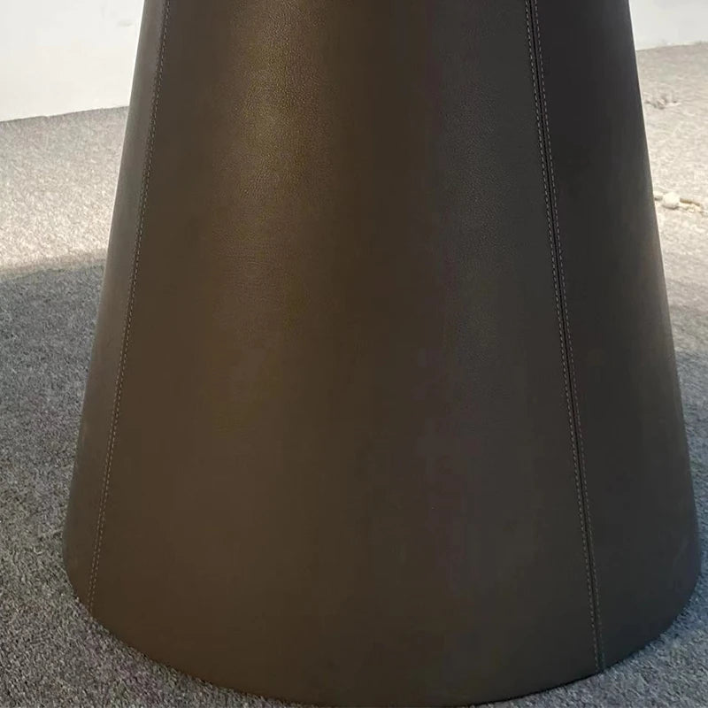 Sleek and Modern Dining Table with Sintered Stone Top and Stylish Synthetic Leather Base - Perfect for Any Dining Room! hbso-3009