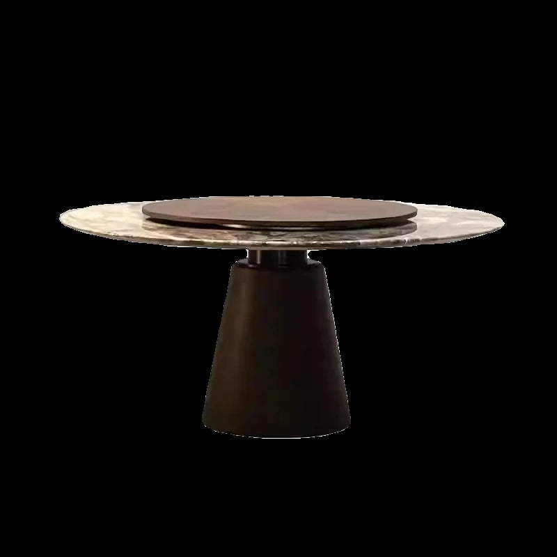 Sleek and Modern Dining Table with Sintered Stone Top and Stylish Synthetic Leather Base - Perfect for Any Dining Room! hbso-3009