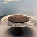 Sleek and Modern Dining Table with Sintered Stone Top and Stylish Synthetic Leather Base - Perfect for Any Dining Room! hbso-3009