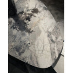 Elegant Oval Coffee Table in Sintered Stone with Gold Accents - Modern Living Room Centrepiece hbso-3011