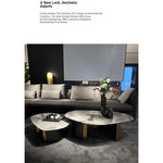 Elegant Oval Coffee Table in Sintered Stone with Gold Accents - Modern Living Room Centrepiece hbso-3011