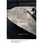 Elegant Oval Coffee Table in Sintered Stone with Gold Accents - Modern Living Room Centrepiece hbso-3011