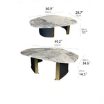 Elegant Oval Coffee Table in Sintered Stone with Gold Accents - Modern Living Room Centrepiece hbso-3011