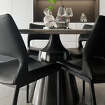 Elegant Round Dining Table with Sintered Stone Top and Stainless Steel Base – Modern Multi-Layer Design for Stylish Interiors hbso-3012