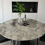 Elegant Round Dining Table with Sintered Stone Top and Stainless Steel Base – Modern Multi-Layer Design for Stylish Interiors hbso-3012