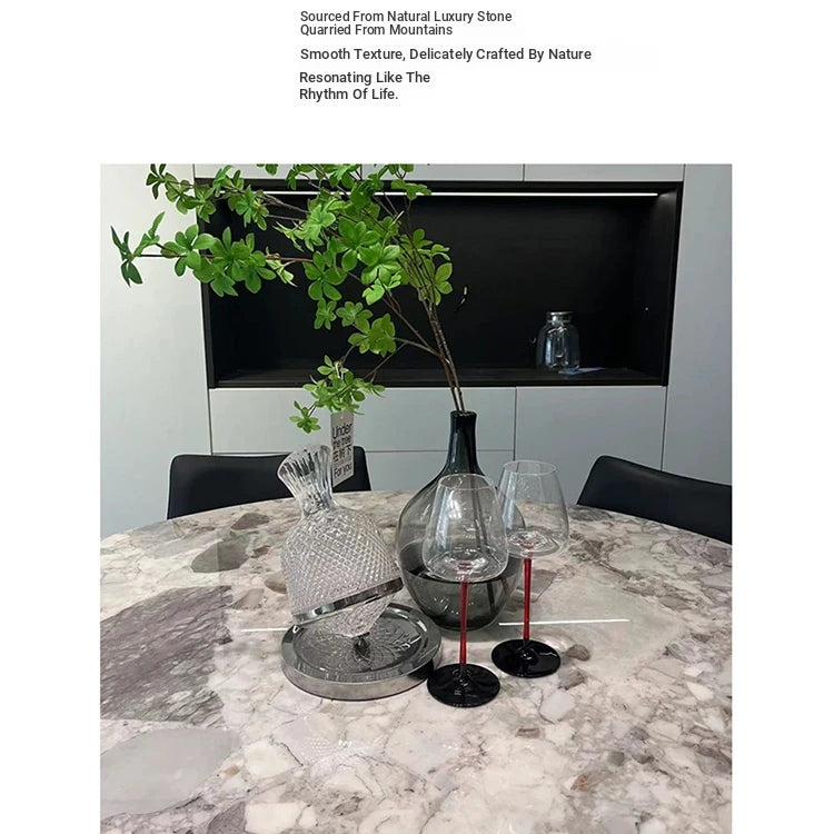 Elegant Round Dining Table with Sintered Stone Top and Stainless Steel Base – Modern Multi-Layer Design for Stylish Interiors hbso-3012