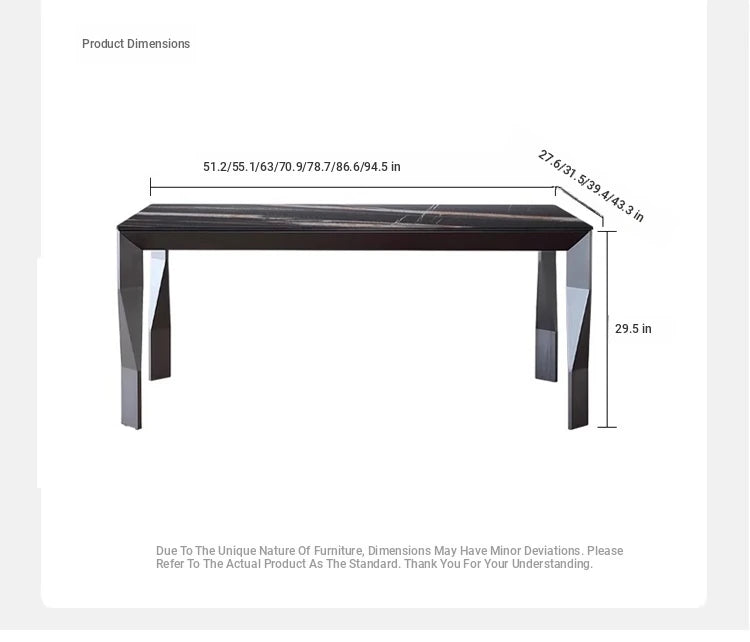 Modern Sintered Stone Stainless Steel Dining Table - Elegant Black Finish for Stylish Interiors hbso-3013