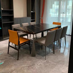 Modern Sintered Stone Stainless Steel Dining Table - Elegant Black Finish for Stylish Interiors hbso-3013