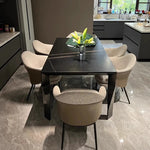Modern Sintered Stone Stainless Steel Dining Table - Elegant Black Finish for Stylish Interiors hbso-3013