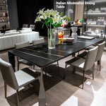 Modern Sintered Stone Stainless Steel Dining Table - Elegant Black Finish for Stylish Interiors hbso-3013