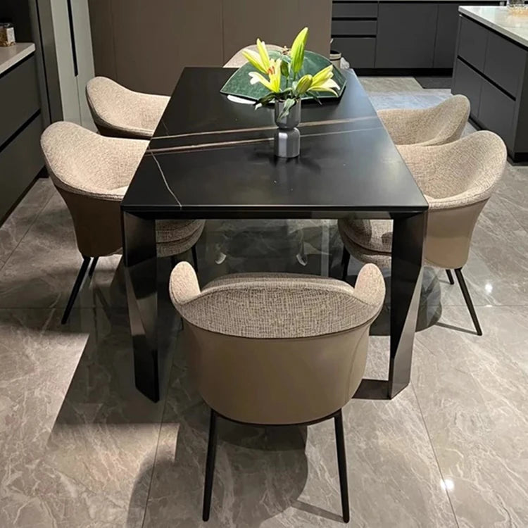 Modern Sintered Stone Stainless Steel Dining Table - Elegant Black Finish for Stylish Interiors hbso-3013