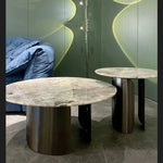 Stylish Sintered Stone Coffee Table with Multi-Layer Stainless Steel Base - Modern Living Room Accent Piece hbso-3014