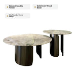 Stylish Sintered Stone Coffee Table with Multi-Layer Stainless Steel Base - Modern Living Room Accent Piece hbso-3014