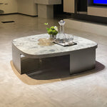Stylish Sintered Stone Coffee Table with Modern Stainless Steel Base - Perfect Centerpiece for Living Room Decor hbso-3015