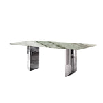 Sleek Sintered Stone Dining Table with Stainless Steel Base - Modern Multi-Layer Design for Stylish Interiors hbso-3017
