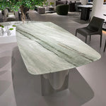 Sleek Sintered Stone Dining Table with Stainless Steel Base - Modern Multi-Layer Design for Stylish Interiors hbso-3017