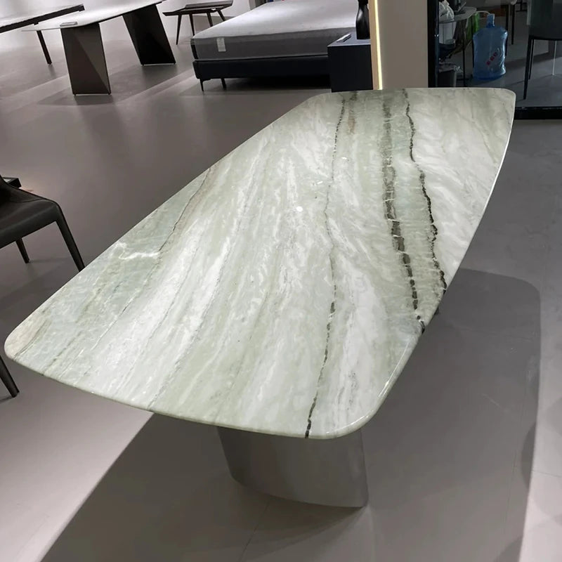 Sleek Sintered Stone Dining Table with Stainless Steel Base - Modern Multi-Layer Design for Stylish Interiors hbso-3017