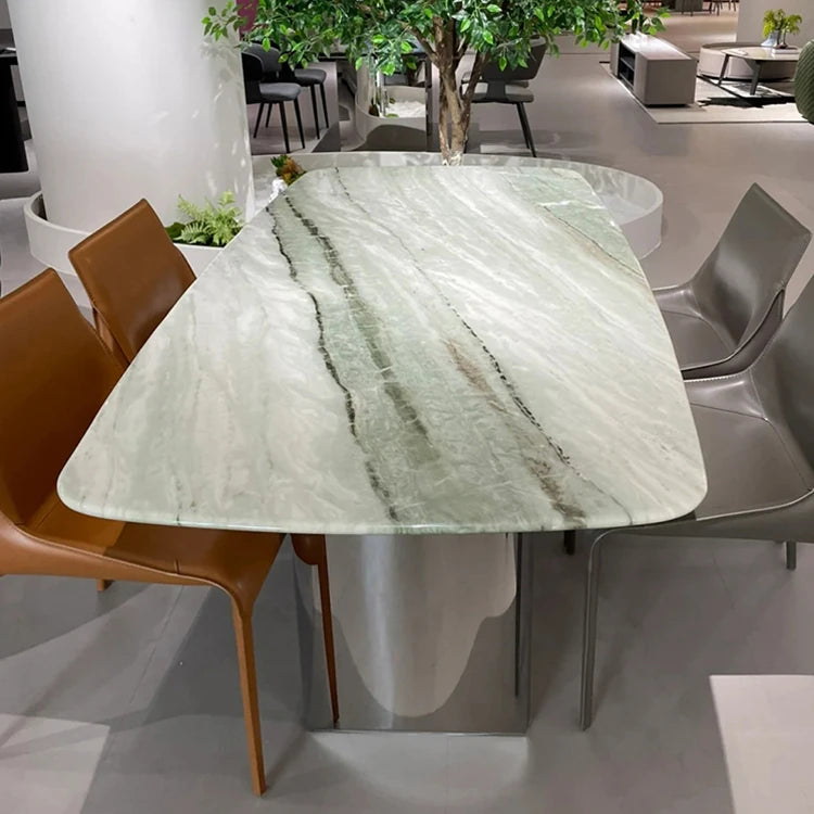 Sleek Sintered Stone Dining Table with Stainless Steel Base - Modern Multi-Layer Design for Stylish Interiors hbso-3017
