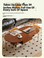 Stylish Cherry Wood & Stainless Steel Coffee Table - Space-Saving Design for Modern Living Rooms - 47.24 x 23.62 hby-4600