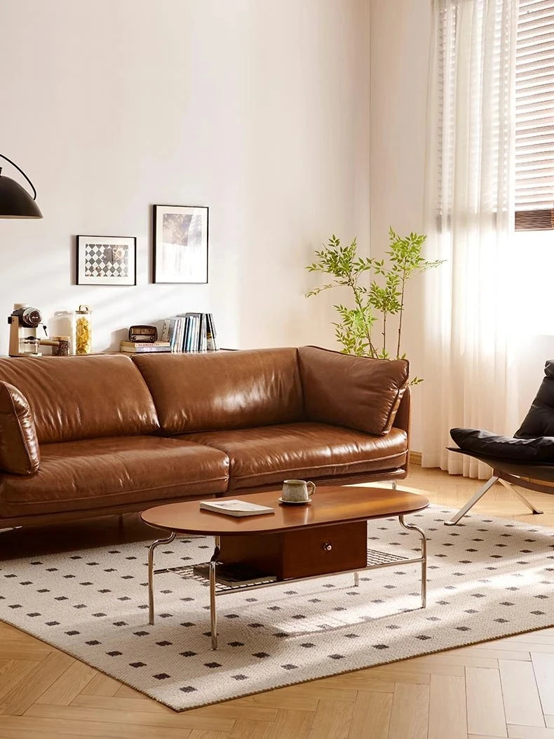 Stylish Cherry Wood & Stainless Steel Coffee Table - Space-Saving Design for Modern Living Rooms - 47.24 x 23.62 hby-4600