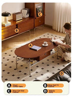 Stylish Cherry Wood & Stainless Steel Coffee Table - Space-Saving Design for Modern Living Rooms - 47.24 x 23.62 hby-4600