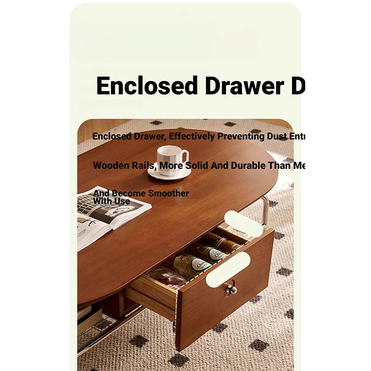 Stylish Cherry Wood & Stainless Steel Coffee Table - Space-Saving Design for Modern Living Rooms - 47.24 x 23.62 hby-4600