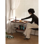 Elegant Cherry Wood and Stainless Steel Serving Cart – Perfect for Home Entertaining and Stylish Storage hby-4602