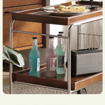 Elegant Cherry Wood and Stainless Steel Serving Cart – Perfect for Home Entertaining and Stylish Storage hby-4602
