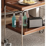 Elegant Cherry Wood and Stainless Steel Serving Cart – Perfect for Home Entertaining and Stylish Storage hby-4602
