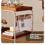 Elegant Cherry Wood and Stainless Steel Serving Cart – Perfect for Home Entertaining and Stylish Storage hby-4602