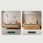 Luxurious Off White Bed with Oak Wood Frame and Goose Down Fill - Scratch-Resistant Fabric Finish hbzwg-632