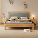 Stylish Oak Wood Bedside Cupboard - Natural Finish with Metal Accents hbzwg-637