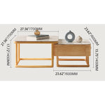 Elegant White Sintered Stone Tea Table with Oak Wood and Metal Accents hbzwg-638