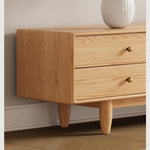 Stylish Oak Wood TV Cabinet with Rattan and Metal Accents hbzwg-639