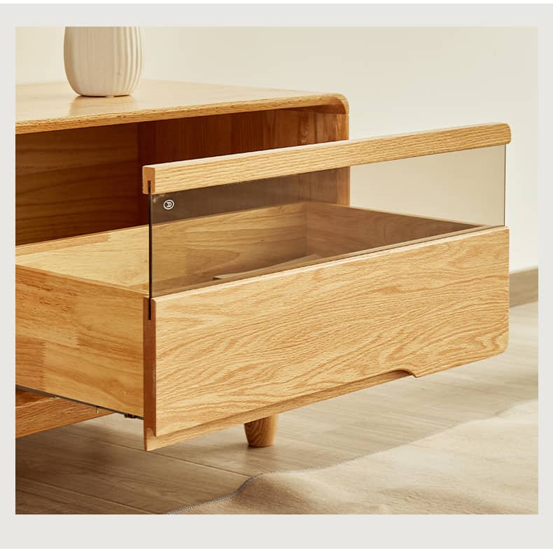 Stylish Oak Wood TV Cabinet in Natural Wood Finish for Modern Living Room Decor hbzwg-641