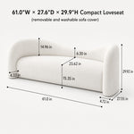 Modern Off-White Faux Lambswool Curved Sofa, Cute Round-Shaped Couch for Living Room hch-3071