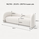 Modern Off-White Faux Lambswool Curved Sofa, Cute Round-Shaped Couch for Living Room hch-3071