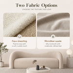 Modern Off-White Faux Lambswool Curved Sofa, Cute Round-Shaped Couch for Living Room hch-3071
