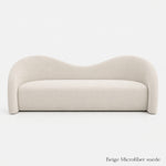 Modern Off-White Faux Lambswool Curved Sofa, Cute Round-Shaped Couch for Living Room hch-3071