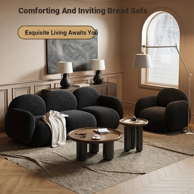 Cozy Solid Wood & Cashmere PVC Bread Sofa for Modern Living Rooms - Enhance Your Space! hch-3072