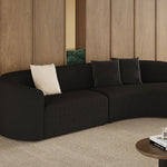 Modern Vintage Black Faux Lambswool Curved Sofa, 2/3-Seater Couch for Living Room hch-3076