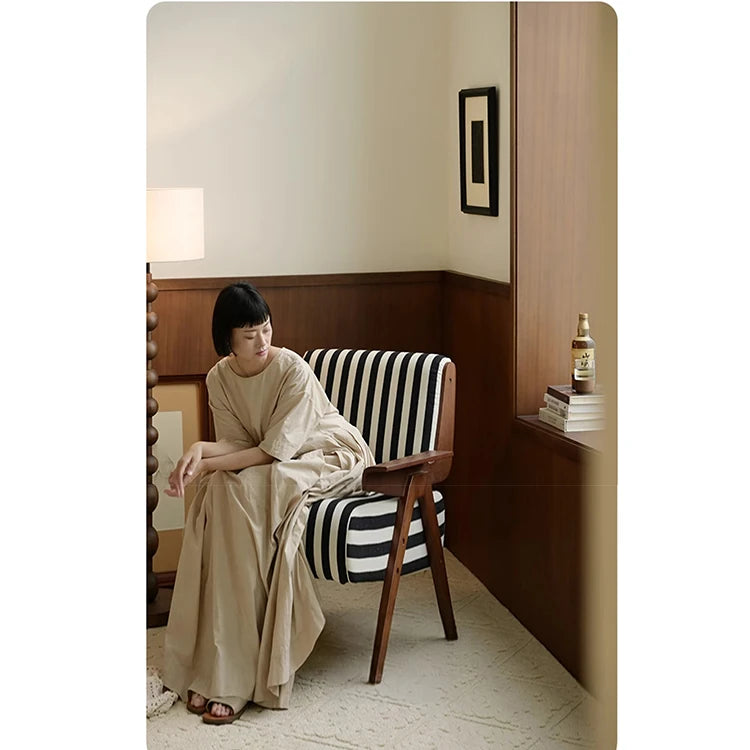 Stylish Striped Accent Chair with Wooden Frame - Perfect for Modern Home Decor hch-3085