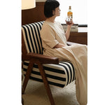 Stylish Striped Accent Chair with Wooden Frame - Perfect for Modern Home Decor hch-3085