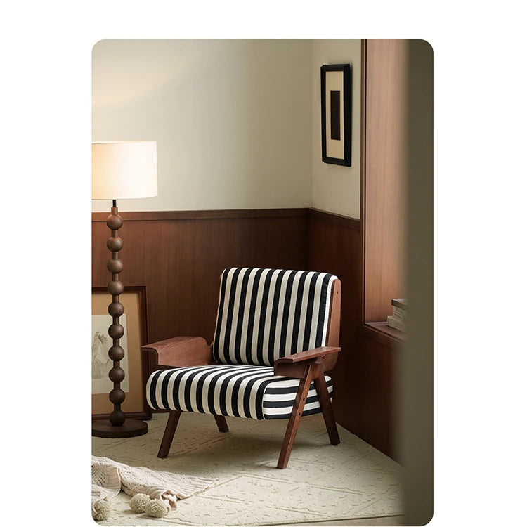 Stylish Striped Accent Chair with Wooden Frame - Perfect for Modern Home Decor hch-3085